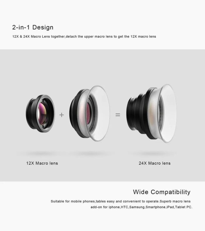 Apexel  2 in 1 Macro Lens 12x/24x მაკრო ლინზა - Image 6