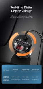 USAMS C22 3,4A 3IN1 Spring Cable მანქანის დამტენი - Image 3