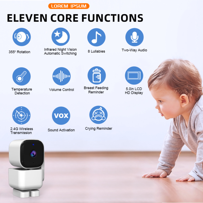 ძიძა კამერა Anhong ABM720 Baby monitor 5 inch - Image 7