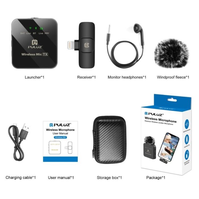Puluz Wireless Microphone უსადენო სამკერდე მიკროფონი - Image 5