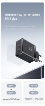 USAMS T54 40W Type-C Ports Fast Charger სწრაფი დამტენი - Image 2