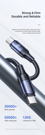 USAMS U71 Type-C To Type-C 100W PD 2m დამტენი კაბელი - Image 3