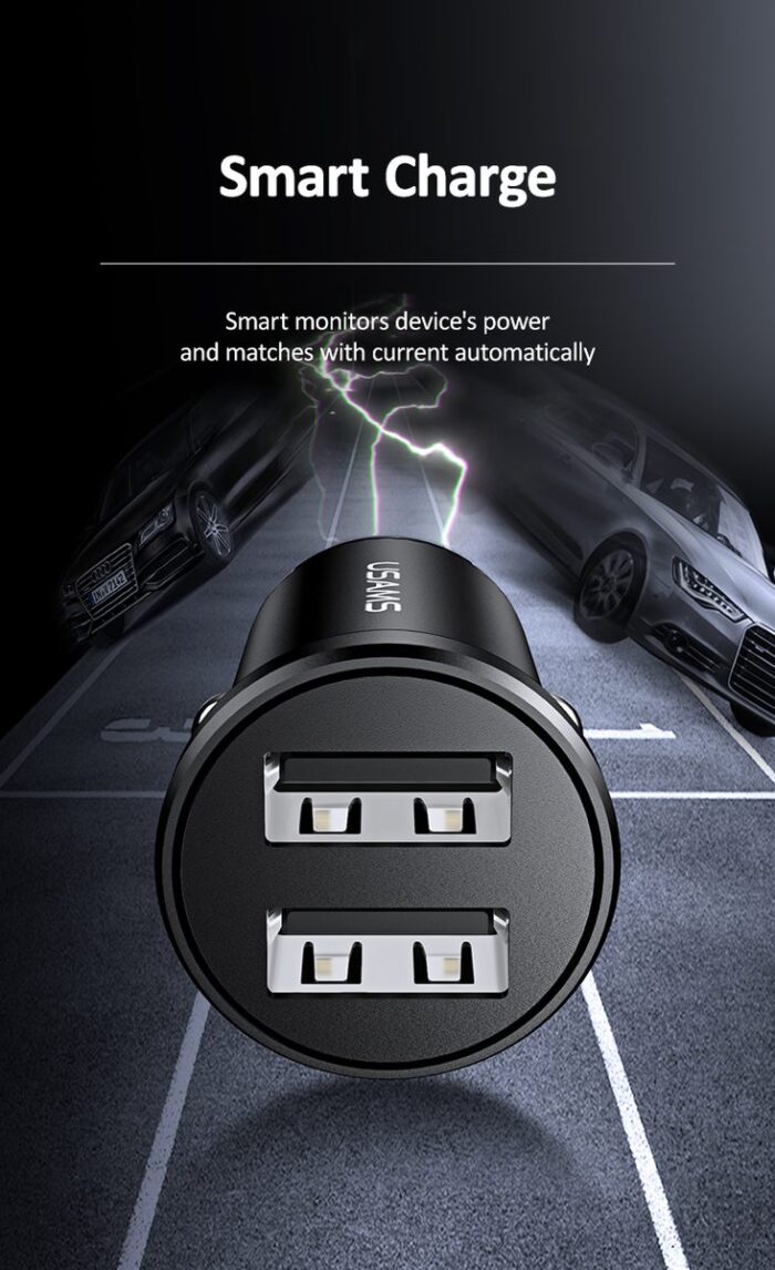 USAMS CC114 C20 2,4A მანქანის დამტენი USB შესაერთებლით - Image 2