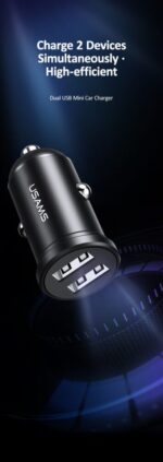 USAMS CC114 C20 2,4A მანქანის დამტენი USB შესაერთებლით - Image 5