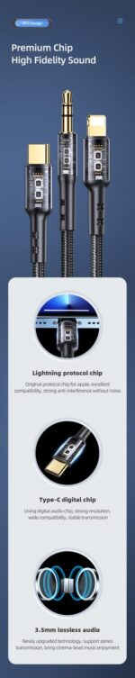 US-SJ555 USAMS 2IN1 3,5mm+Type-C to 3,5mm Audio Cable 1,2M - Image 2