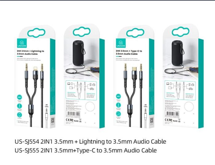 US-SJ555 USAMS 2IN1 3,5mm+Type-C to 3,5mm Audio Cable 1,2M - Image 5