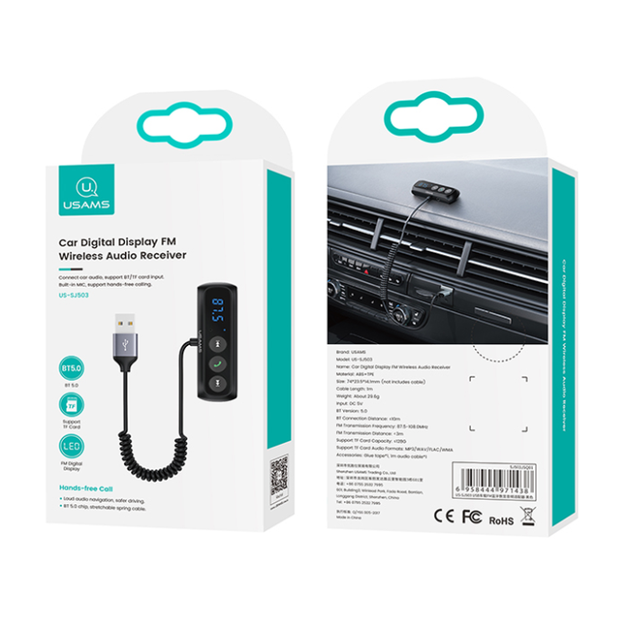 USAMS SJ503 Car Digital Display FM Wireless Audio Receiver  BT5,0 - Image 2