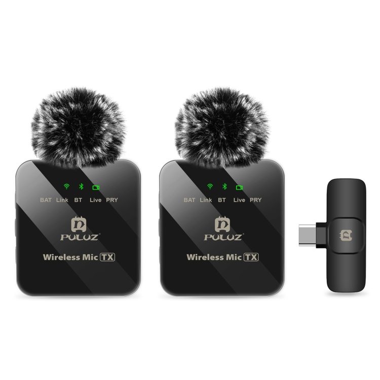 Puluz Wireless 2x Microphone PU648B უსადენო სამკერდე მიკროფონი Puluz Wireless Microphone 2x უსადენო სამკერდე მიკროფონი - Image 1