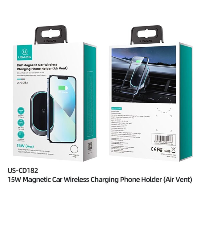 USAMS CD182 15W Wireless Charger ტელეფონის მაგნიტური სამაგრი - Image 7