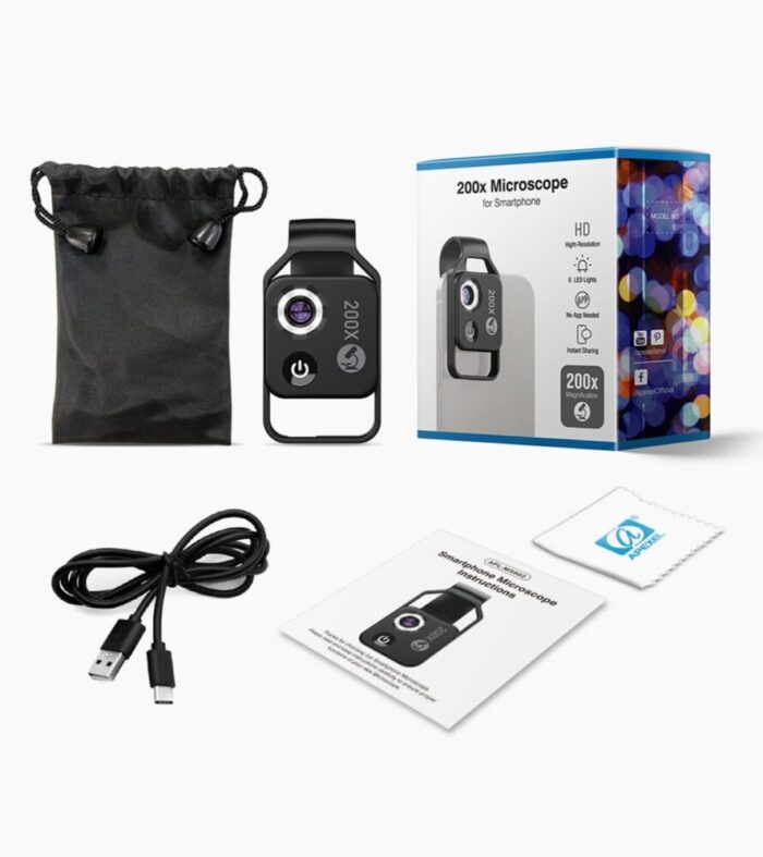 მიკროსკოპული ლინზა Apexel MS002BK 200X Phone Microscope Lens - Image 8