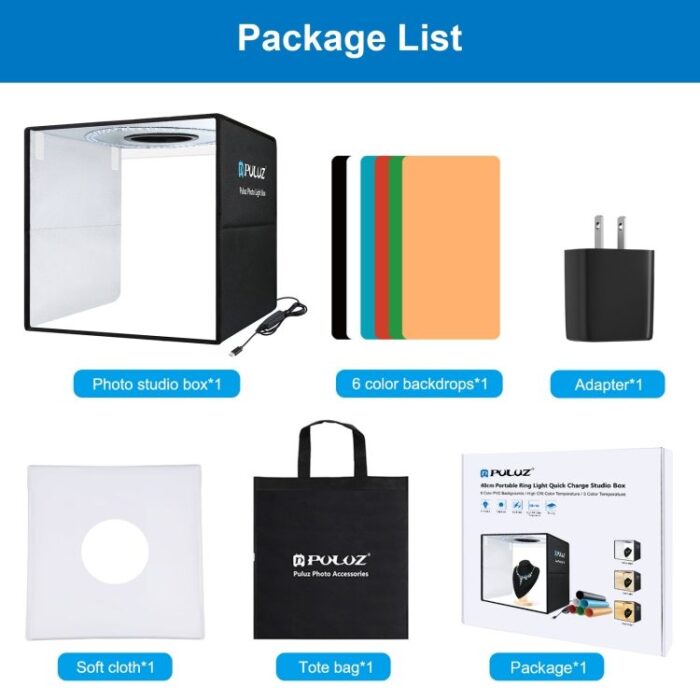 PULUZ Photo Lighting Studio 40x40 cm მინი ფოტოსტუდია - Image 10