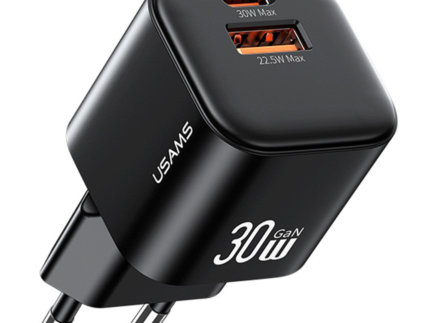 USAMS CC263 – GaN Mini 30W Dual Port USB-C + USB-A Charger