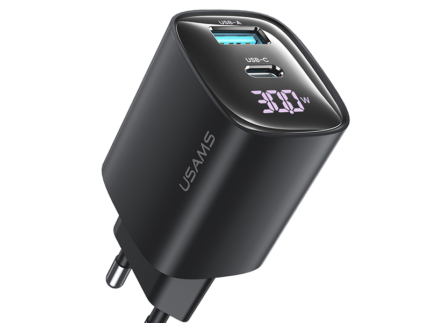 USAMS CC229 30W A+C GaN Digital Display Fast Charger (EU)