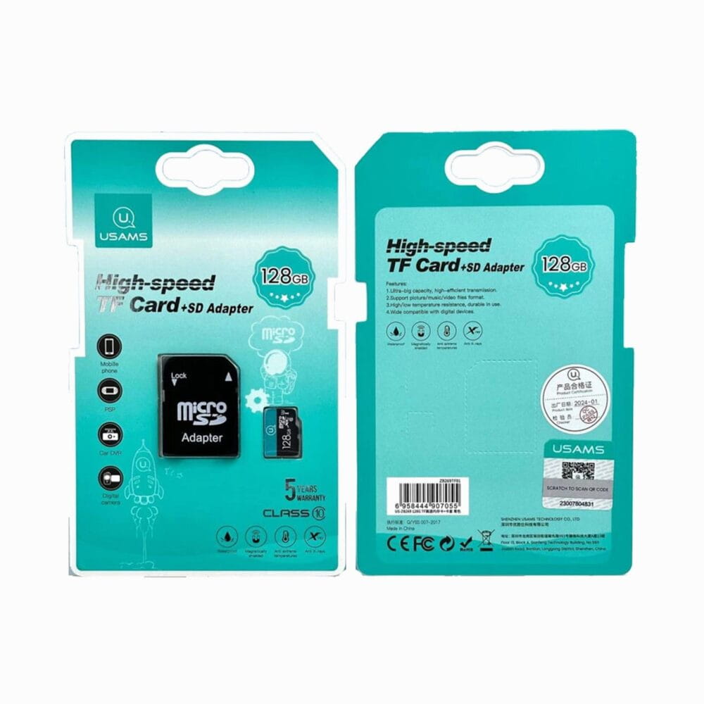 USAMSUS-ZB269HighspeedTFCARD128GB_Adapter-20261013-231937 USAMS ZB266 128GB TF High Speed Card მეხსიერების ბარათი - Image 1