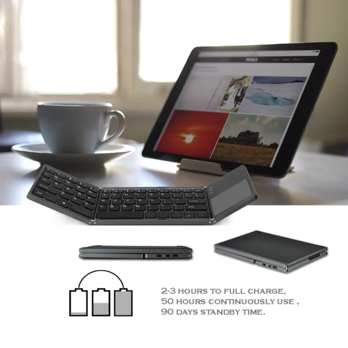 დასაკეცი ბლუთუზ კლავიატურა სენსორით | Ultra Slim Folding Keyboard - Image 3