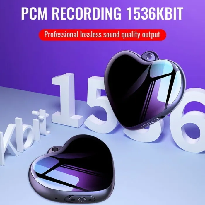 Q66  ფარული ხმის ჩამწერი (Voice Control Recording heart) 16GB - Image 4