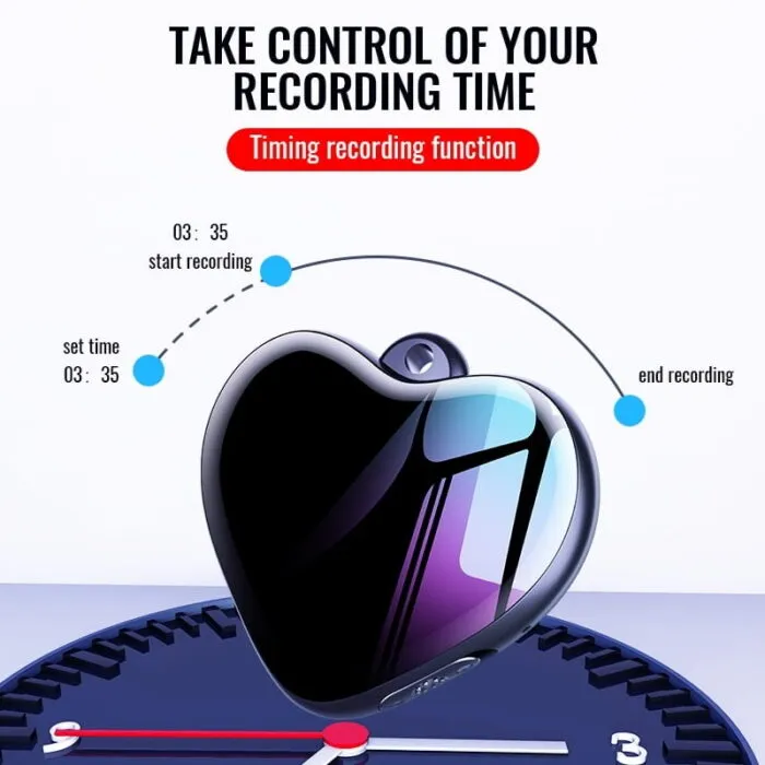 Q66  ფარული ხმის ჩამწერი (Voice Control Recording heart) 16GB - Image 5