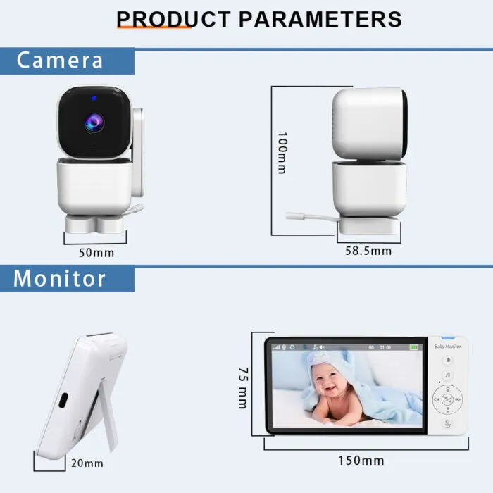 ძიძა კამერა baby monitor WiFi ბავშვის მონიტორი ABM720S - Image 3