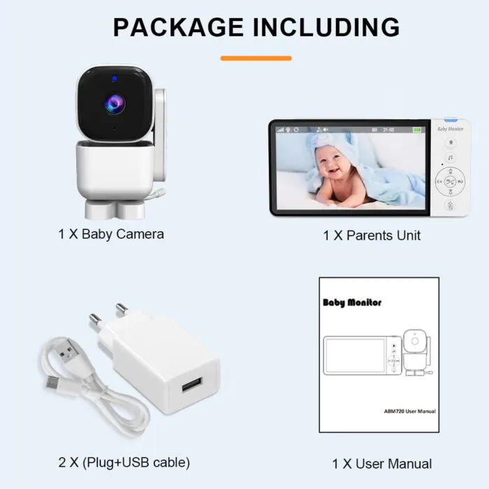 ძიძა კამერა baby monitor WiFi ბავშვის მონიტორი ABM720S - Image 2