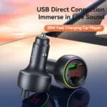 USAMS CC328 30W A+C Digital Display BT FM Car Charger​ FM მოდულატორი - Image 2