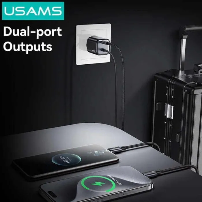 USAMS CC261 20W GaN Mini 2C სწრაფი დამტენი ჩაშენებული Type-C კაბელით - Image 5