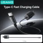 USAMS CC261 20W GaN Mini 2C სწრაფი დამტენი ჩაშენებული Type-C კაბელით - Image 3